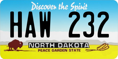 ND license plate HAW232