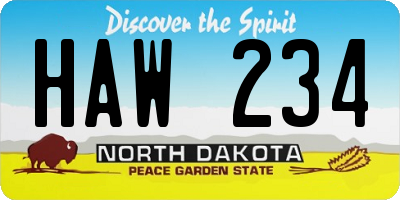 ND license plate HAW234