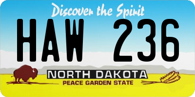 ND license plate HAW236