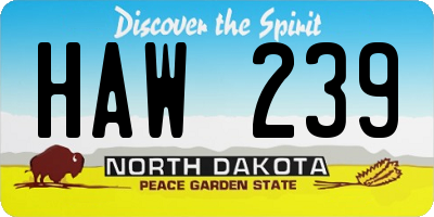 ND license plate HAW239