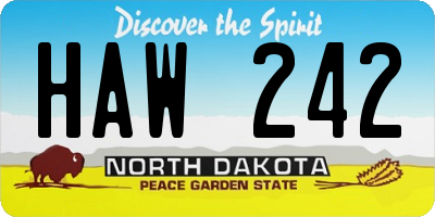 ND license plate HAW242