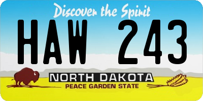 ND license plate HAW243