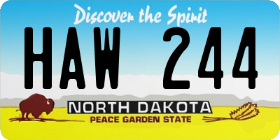 ND license plate HAW244