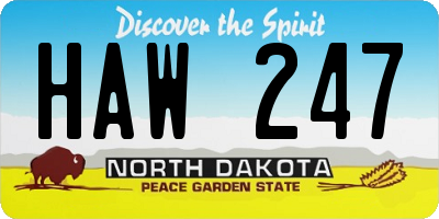 ND license plate HAW247