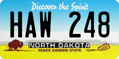 ND license plate HAW248