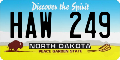 ND license plate HAW249