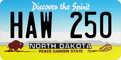 ND license plate HAW250