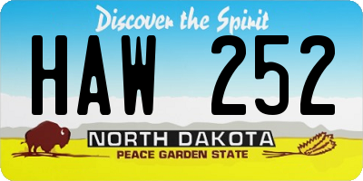 ND license plate HAW252