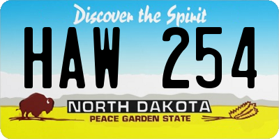 ND license plate HAW254