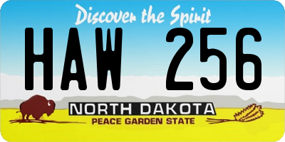 ND license plate HAW256