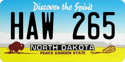 ND license plate HAW265