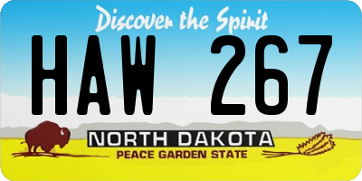 ND license plate HAW267