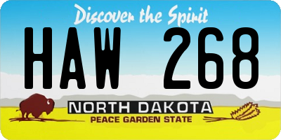 ND license plate HAW268