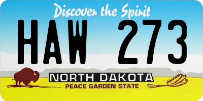 ND license plate HAW273