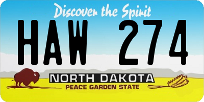 ND license plate HAW274