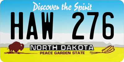 ND license plate HAW276