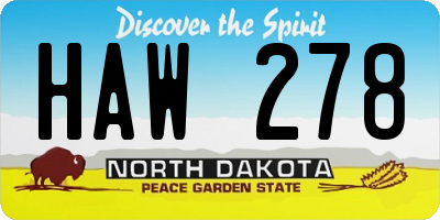 ND license plate HAW278