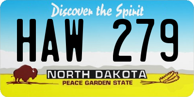 ND license plate HAW279