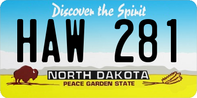 ND license plate HAW281