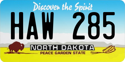 ND license plate HAW285