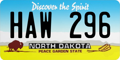 ND license plate HAW296