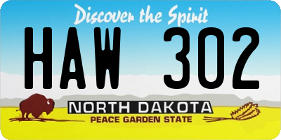 ND license plate HAW302