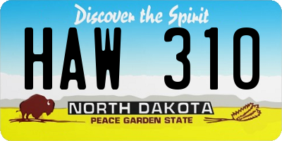 ND license plate HAW310