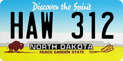 ND license plate HAW312