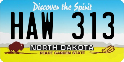 ND license plate HAW313