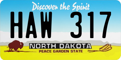 ND license plate HAW317