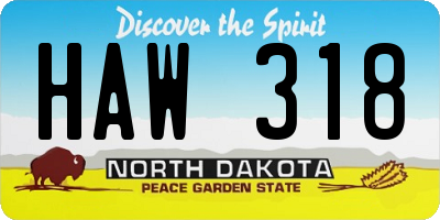 ND license plate HAW318