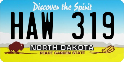 ND license plate HAW319