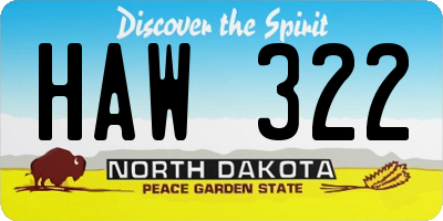 ND license plate HAW322