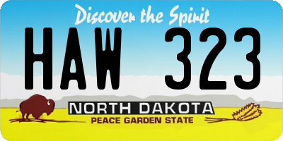 ND license plate HAW323