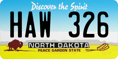 ND license plate HAW326