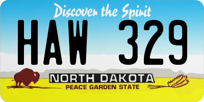 ND license plate HAW329