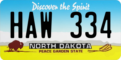 ND license plate HAW334