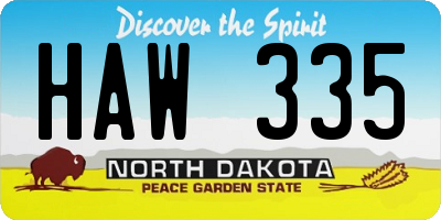 ND license plate HAW335