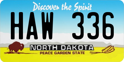 ND license plate HAW336