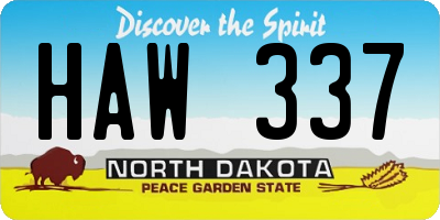 ND license plate HAW337