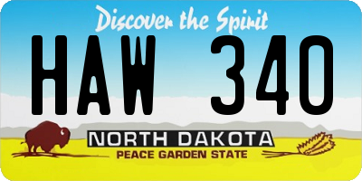 ND license plate HAW340