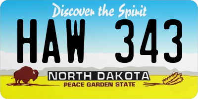 ND license plate HAW343