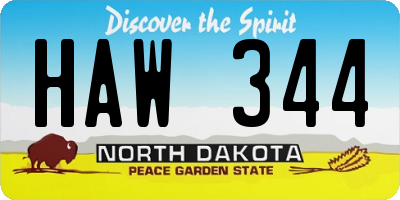 ND license plate HAW344