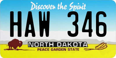 ND license plate HAW346