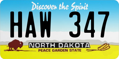 ND license plate HAW347