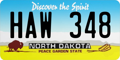 ND license plate HAW348