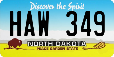 ND license plate HAW349