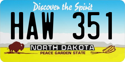 ND license plate HAW351