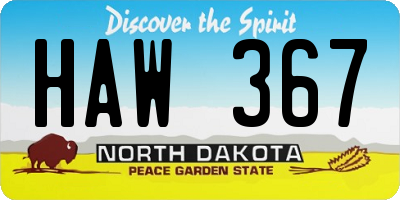 ND license plate HAW367