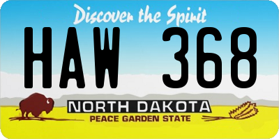 ND license plate HAW368